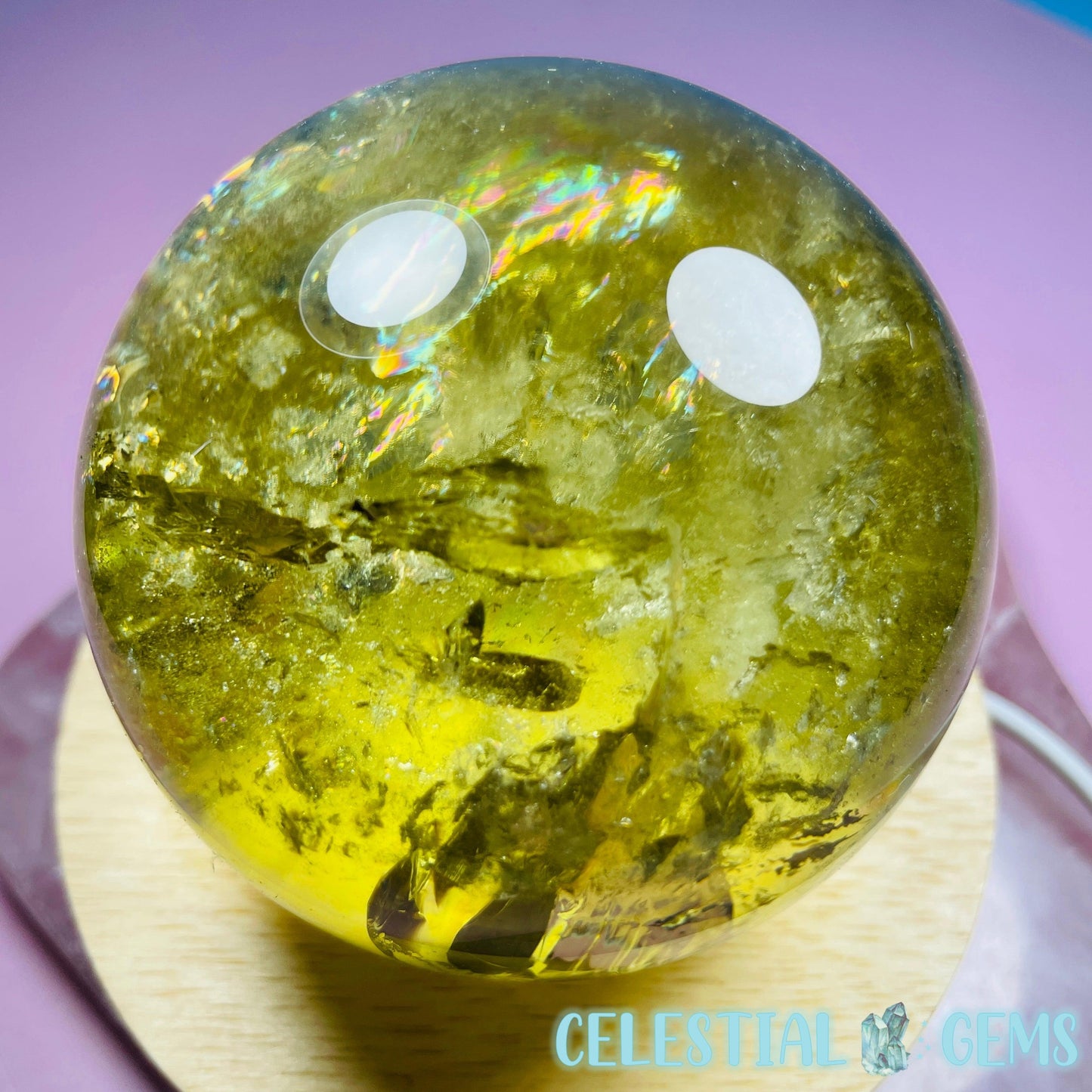 High Quality Brazilian Citrine Large Sphere (Full of Rainbows!)