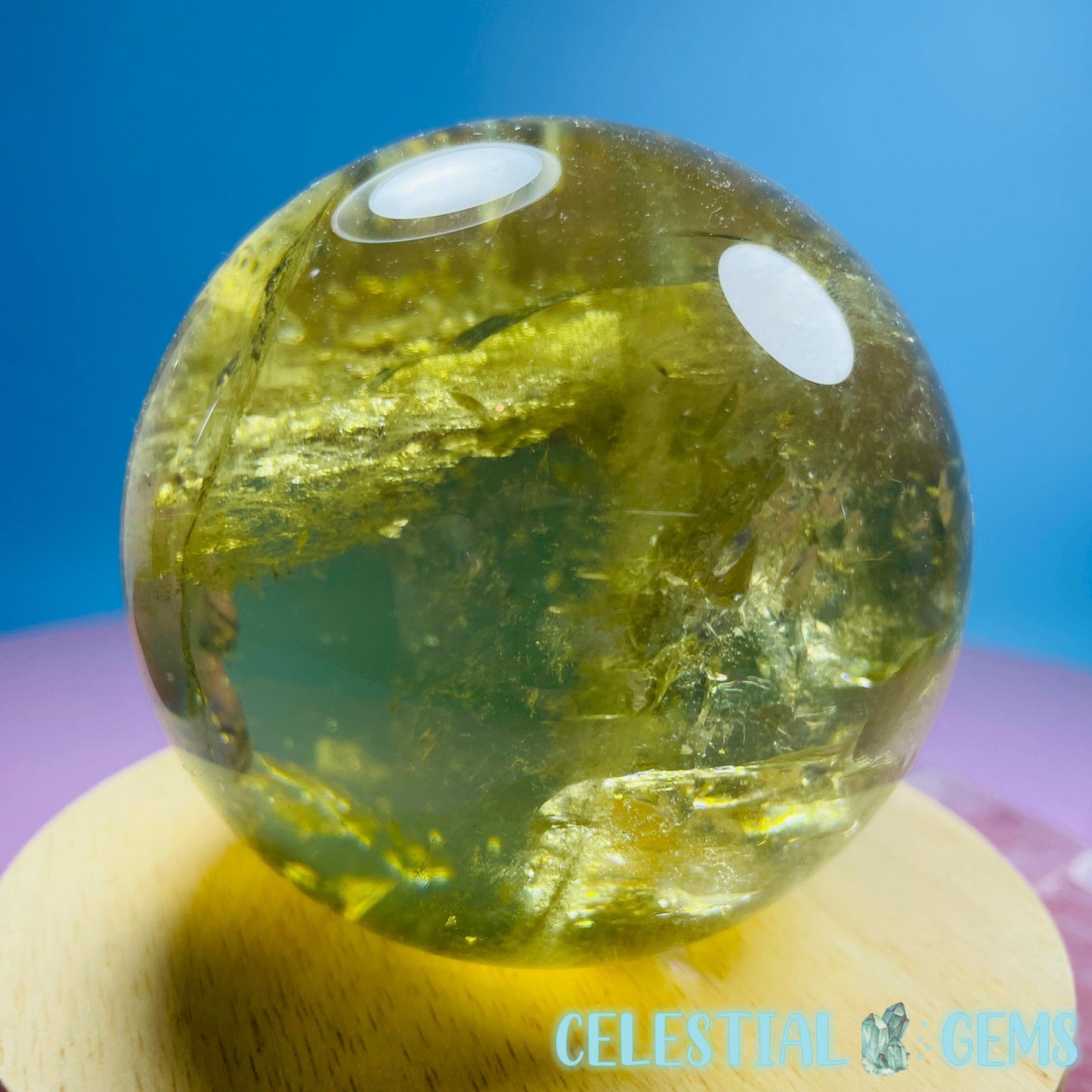 High Quality Brazilian Citrine Large Sphere (Full of Rainbows!)