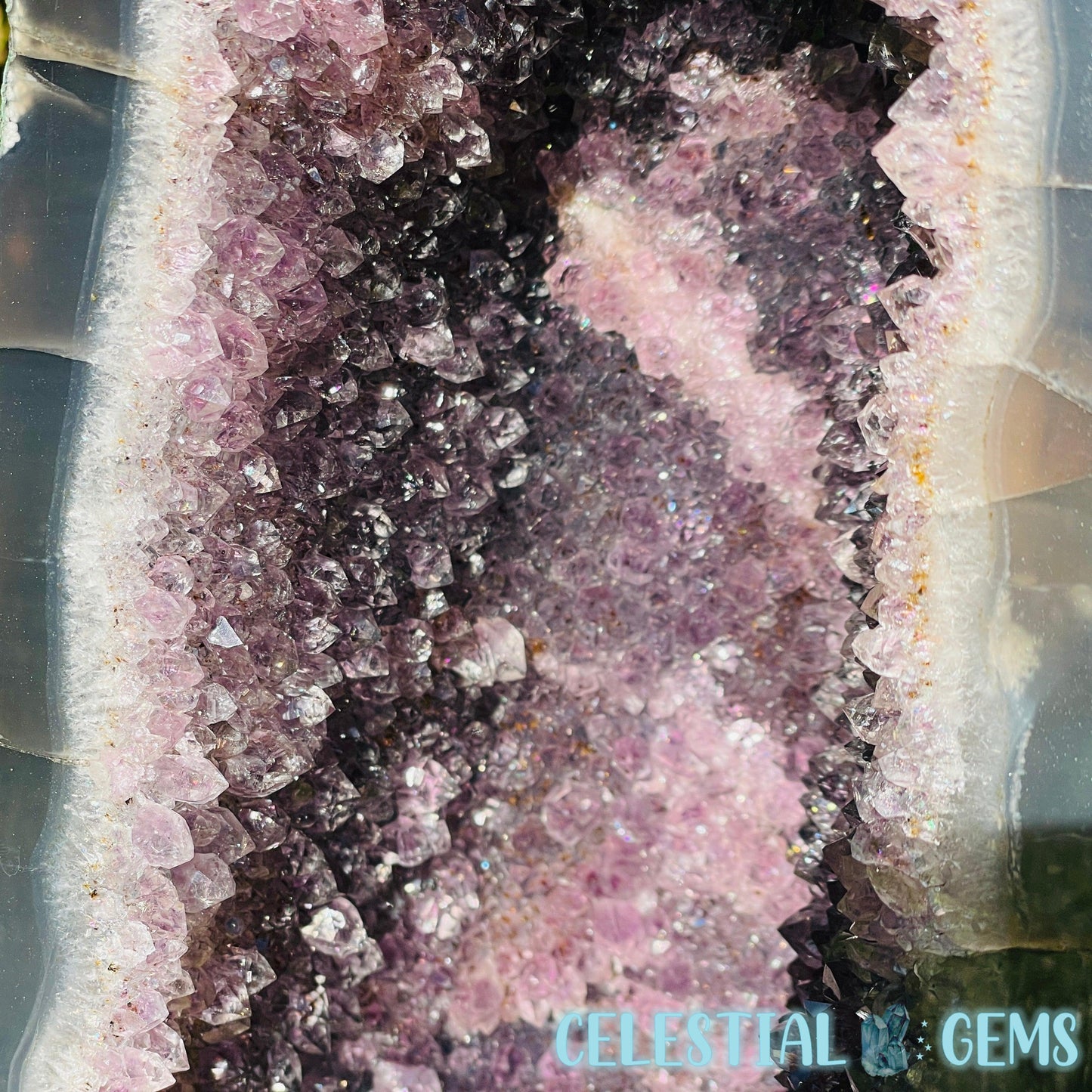 Dark Amethyst + UV Calcite Large Geode Cave (Video)