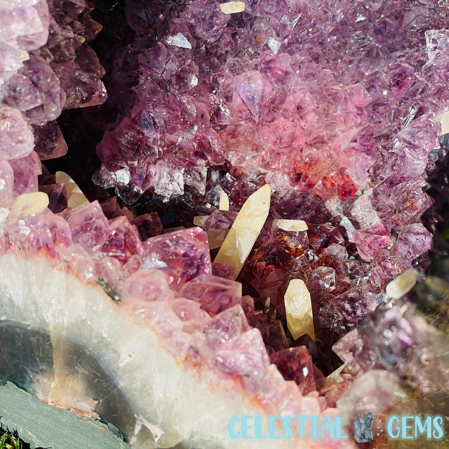 Dark Amethyst + UV Calcite Large Geode Cave (Video)