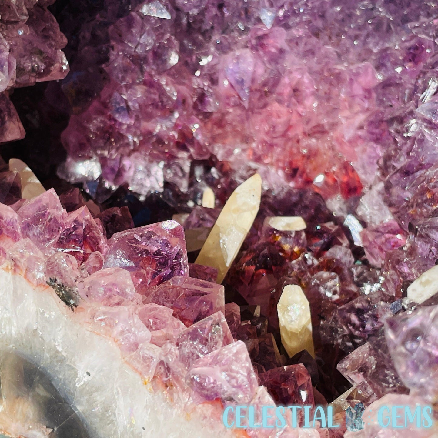 Dark Amethyst + UV Calcite Large Geode Cave (Video)