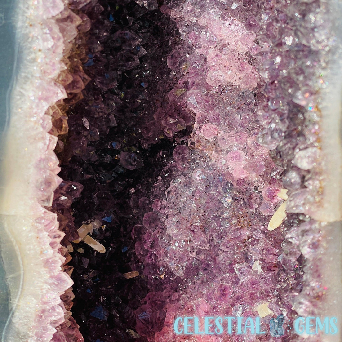 Dark Amethyst + UV Calcite Large Geode Cave (Video)