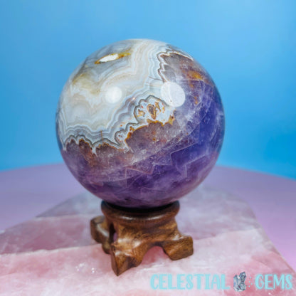 Amethyst + Mexican Crazy Lace Agate Large Sphere