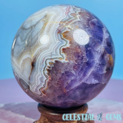 Amethyst + Mexican Crazy Lace Agate Large Sphere