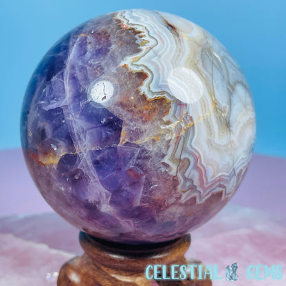 Amethyst + Mexican Crazy Lace Agate Large Sphere