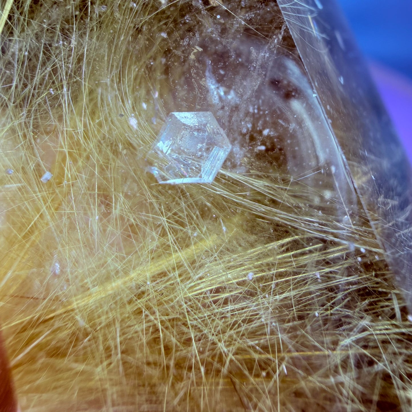 Gold Rutile Quartz Semi-Polished Large Point with Manifestation Crystals