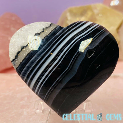 Black Agate (Onyx) Heart Medium Carving