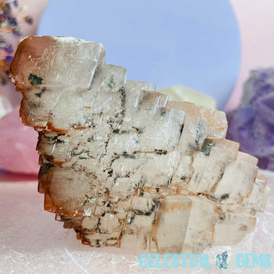 Rare Stepped Hunan Calcite + Hematite Medium Specimen Chunk B