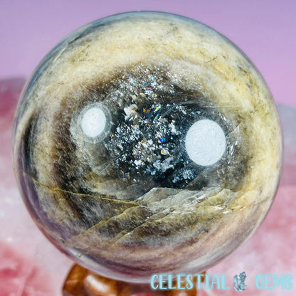 Black + Peach Moonstone Medium Sphere