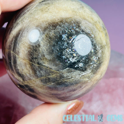 Black + Peach Moonstone Medium Sphere