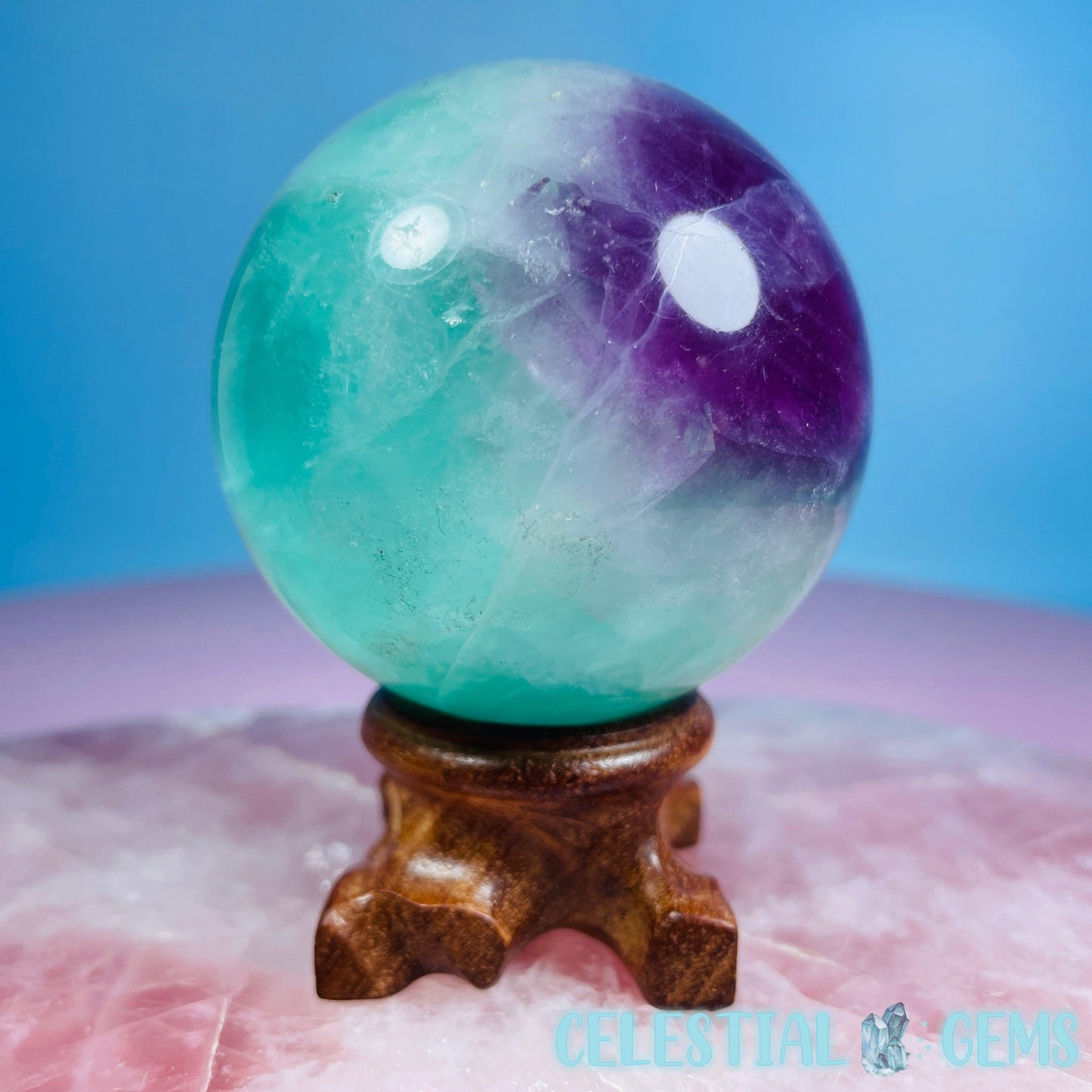 Bubblegum Green + Purple Fluorite Medium Sphere