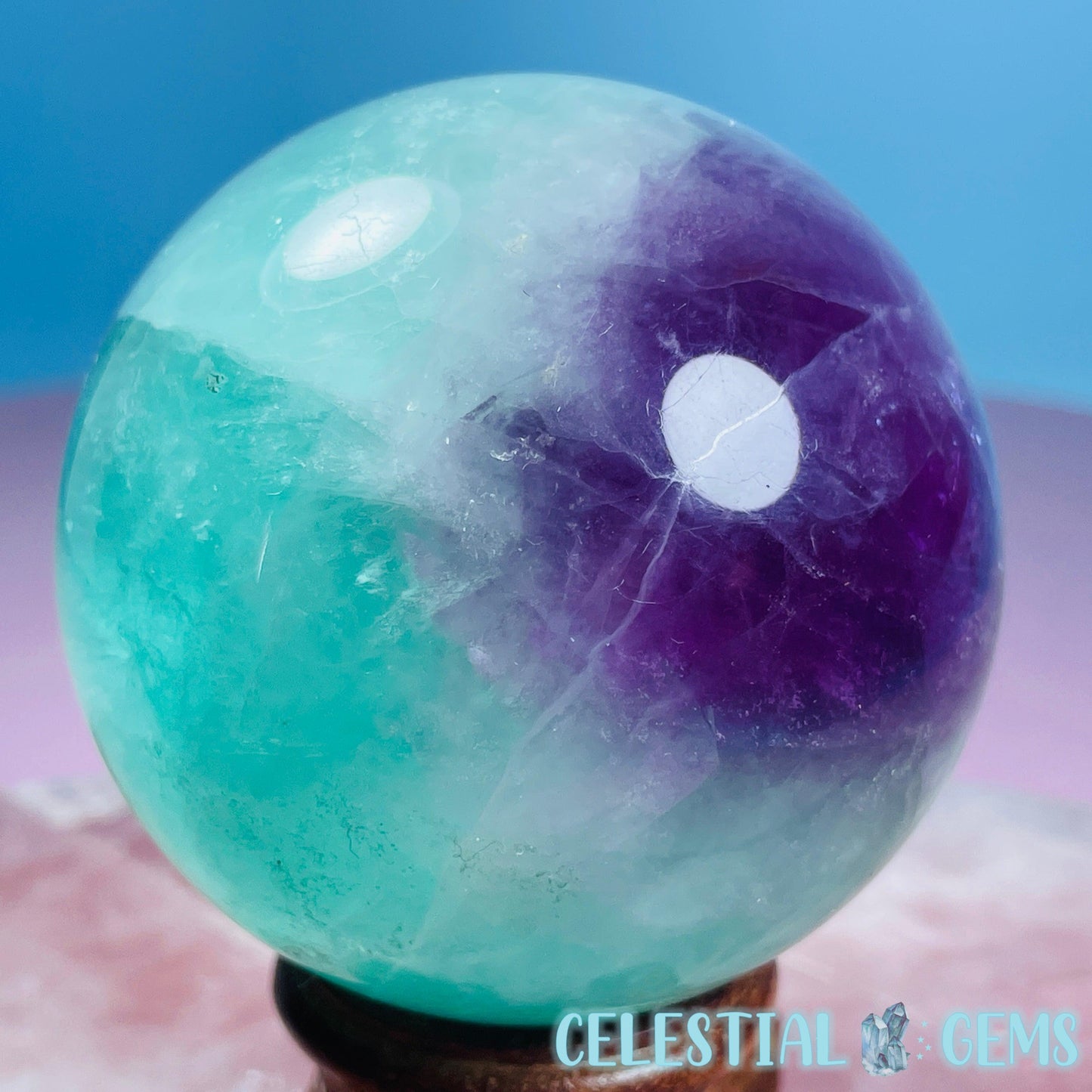 Bubblegum Green + Purple Fluorite Medium Sphere