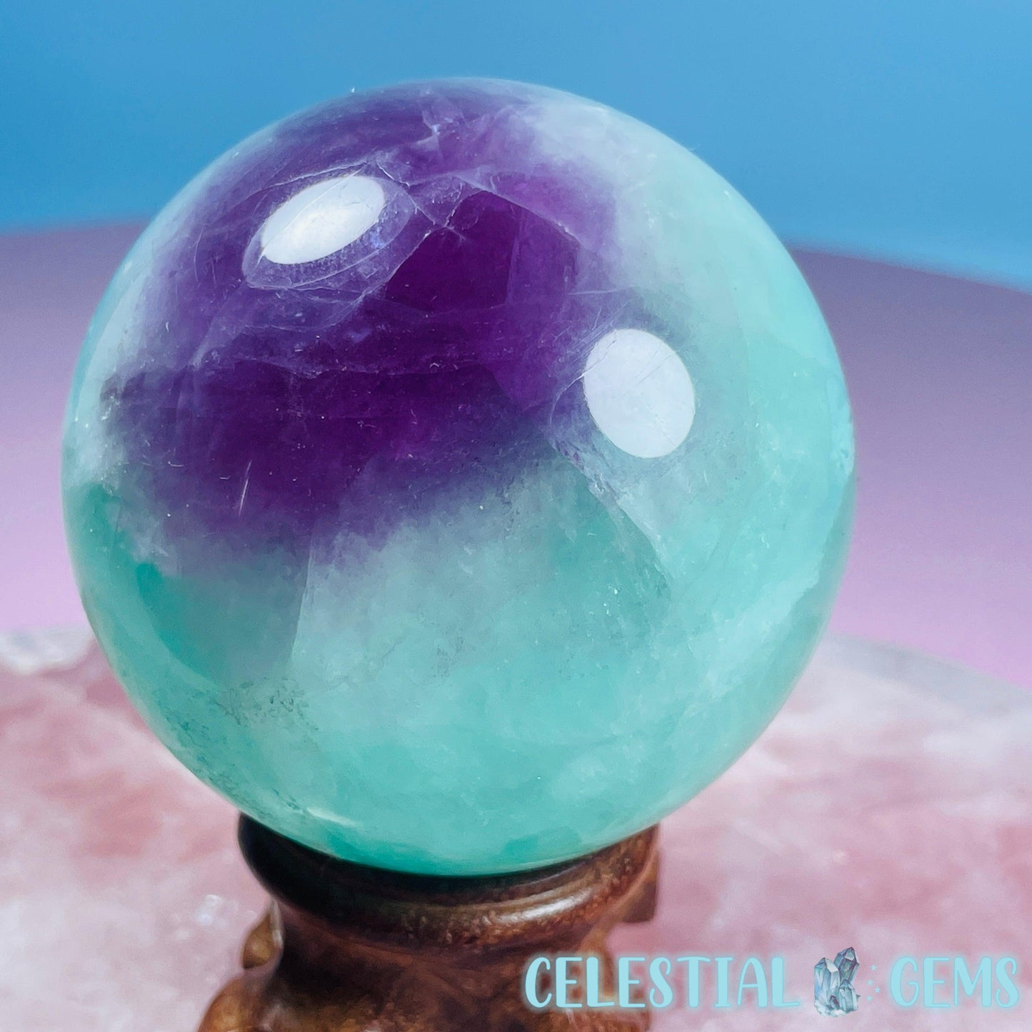 Bubblegum Green + Purple Fluorite Medium Sphere