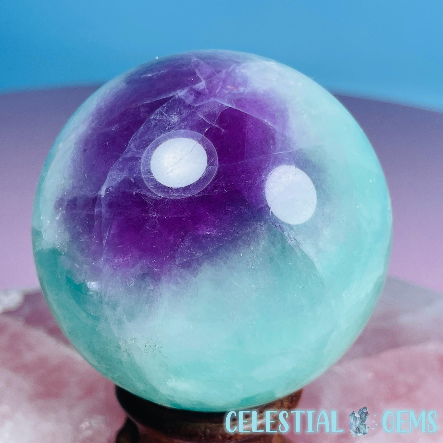 Bubblegum Green + Purple Fluorite Medium Sphere