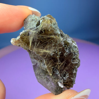 Gold Rutile Chlorite Quartz Raw Piece with Polished Seer Window