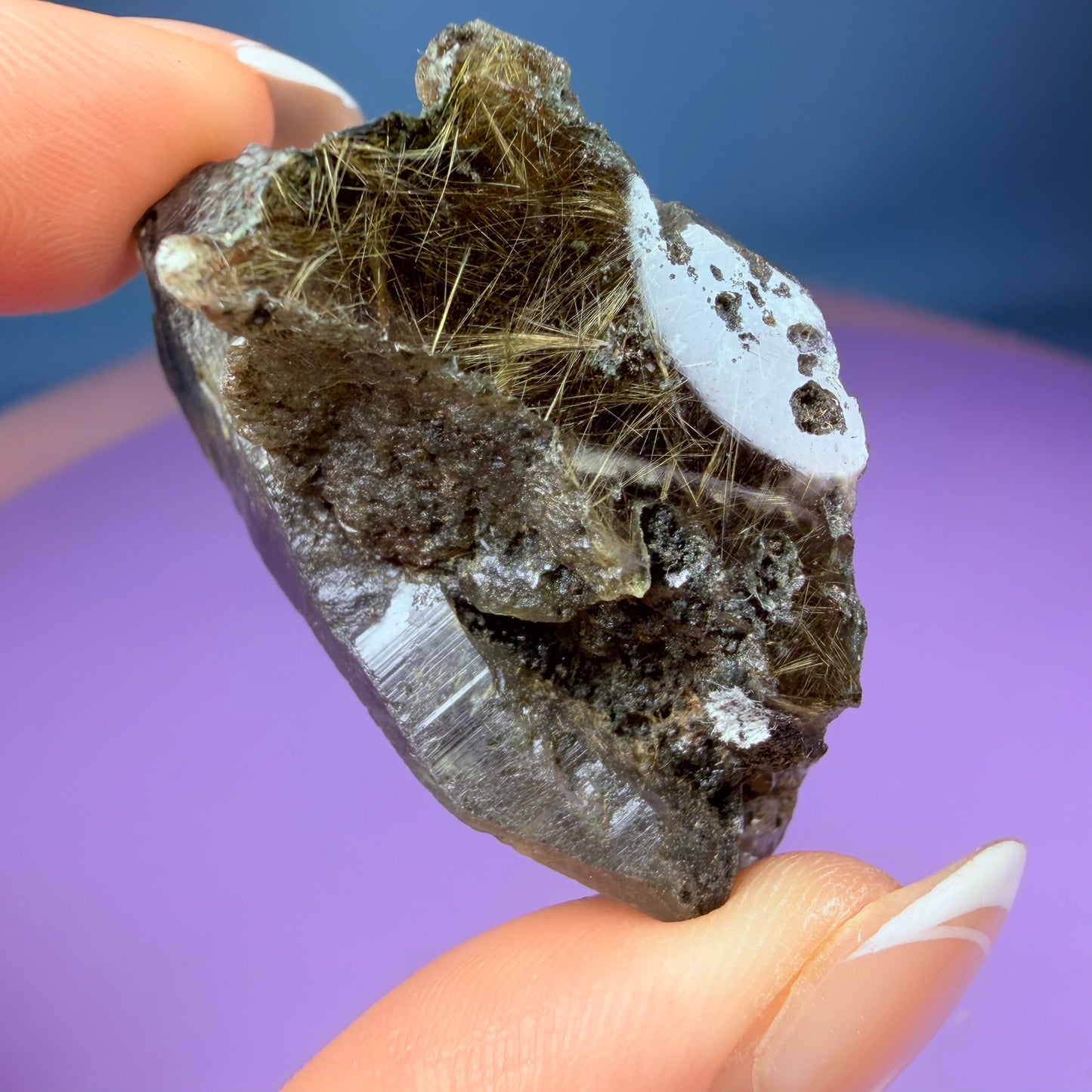 Gold Rutile Chlorite Quartz Raw Piece with Polished Seer Window