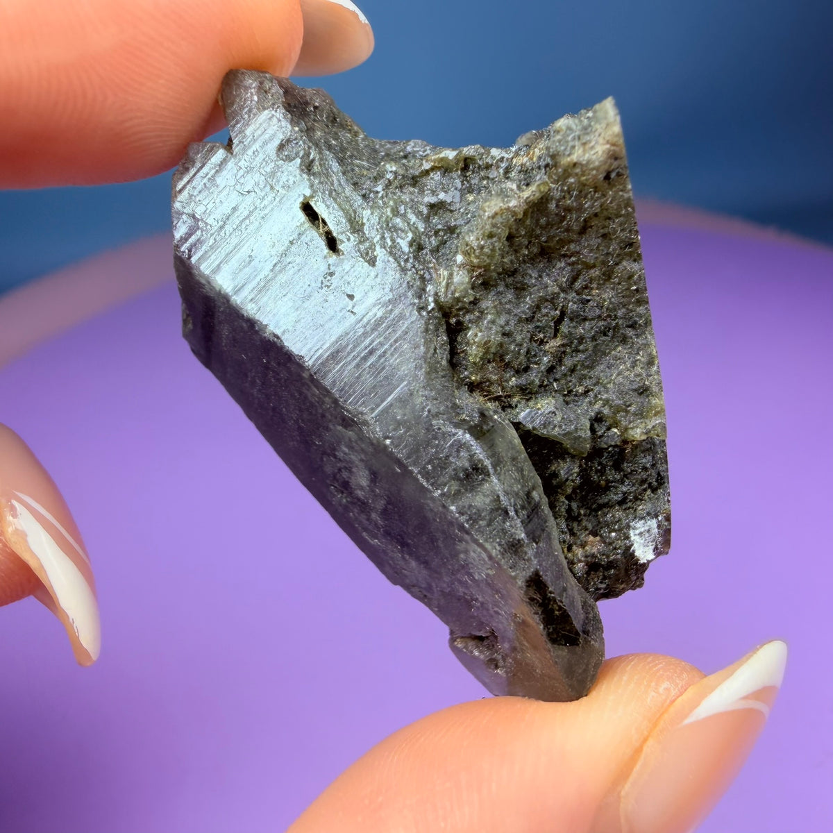 Gold Rutile Chlorite Quartz Raw Piece with Polished Seer Window