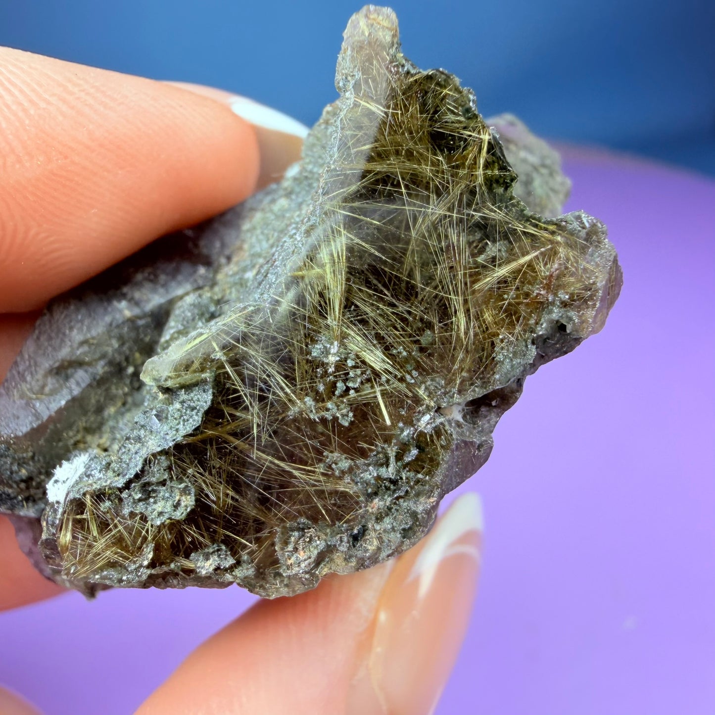 Gold Rutile Chlorite Quartz Raw Piece with Polished Seer Window