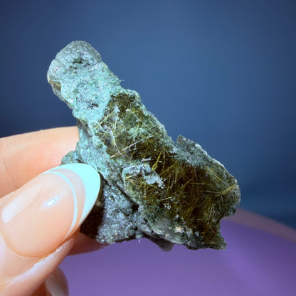 Gold Rutile Chlorite Quartz Raw Piece with Polished Seer Window