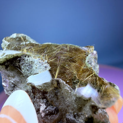 Gold Rutile Chlorite Quartz Raw Piece with Polished Seer Window