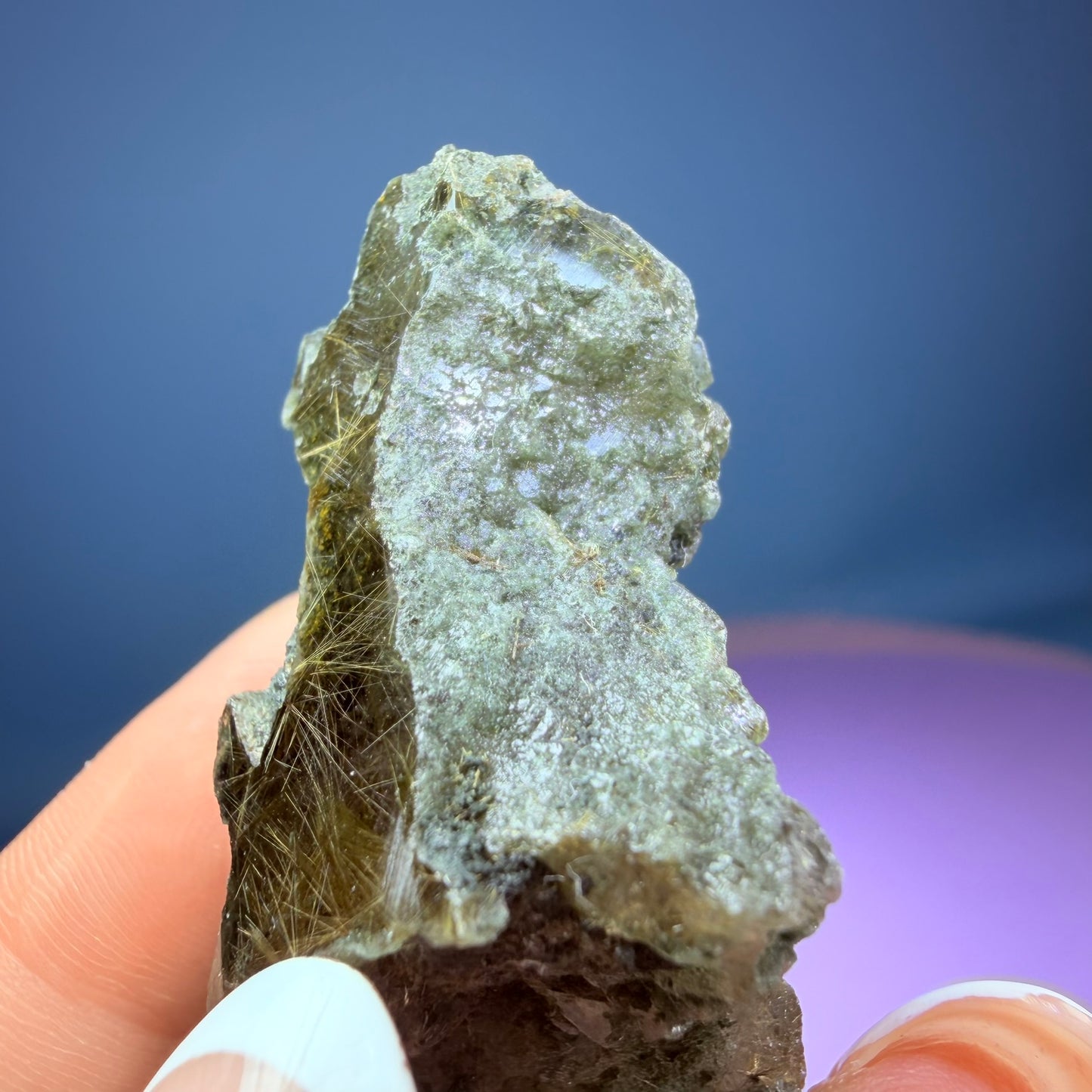 Gold Rutile Chlorite Quartz Raw Piece with Polished Seer Window