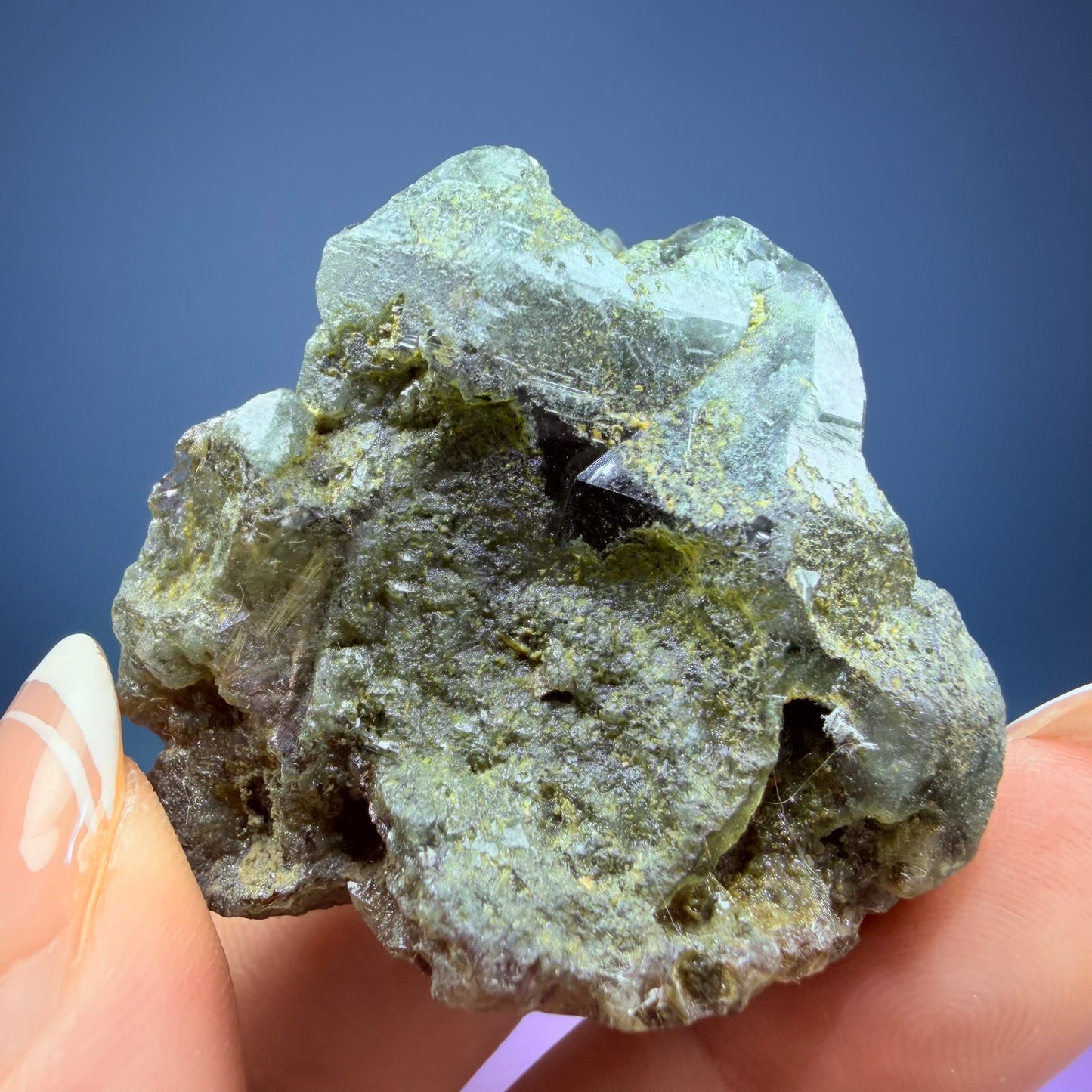 Gold Rutile Chlorite Quartz Raw Piece with Polished Seer Window