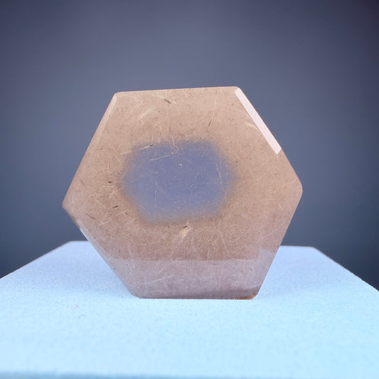 Grey Amphibole Window Quartz Small Hexagon Slice