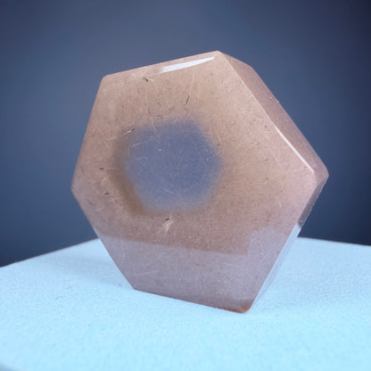 Grey Amphibole Window Quartz Small Hexagon Slice