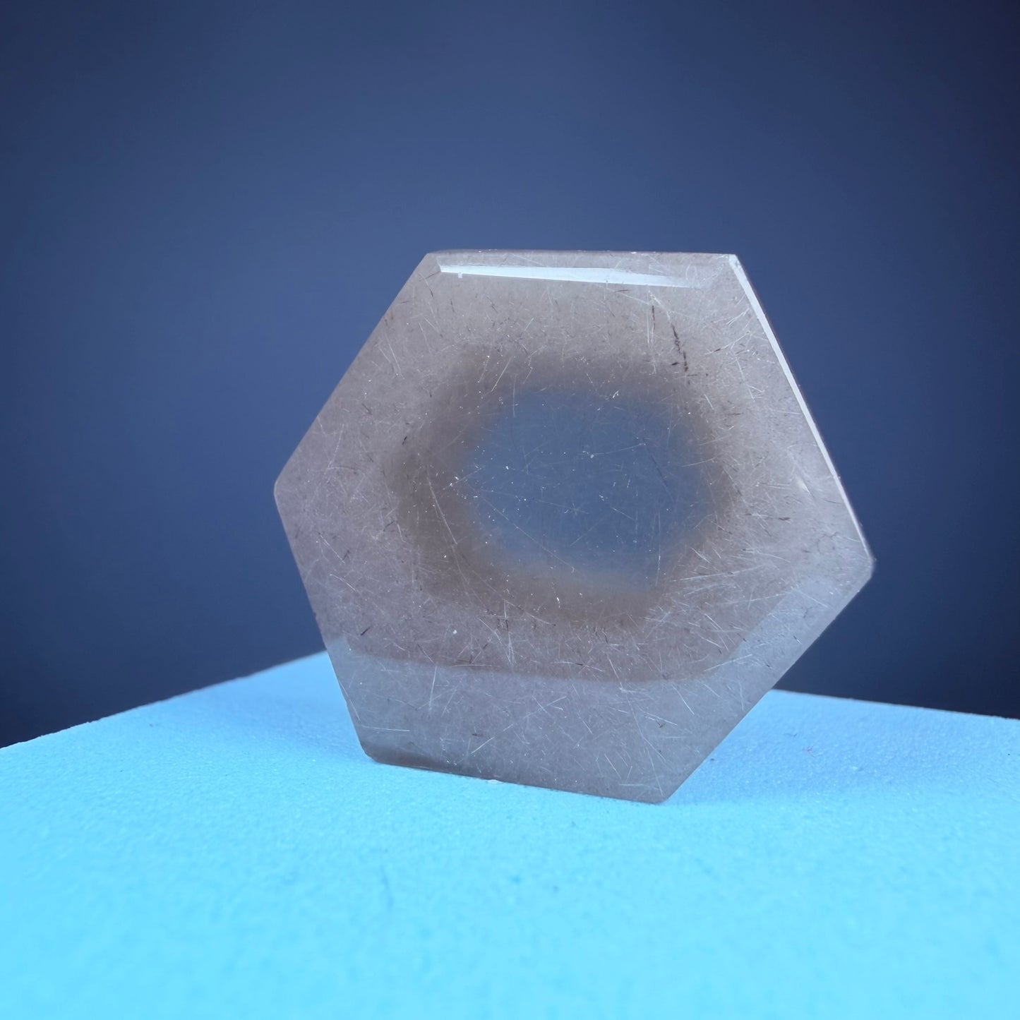 Grey Amphibole Window Quartz Small Hexagon Slice