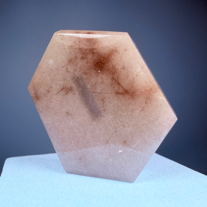 Grey Amphibole Window Quartz Small Hexagon Slice