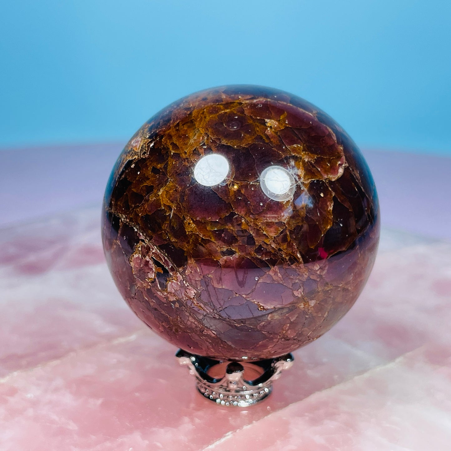 Asteriated Almandine 'Star Flash' Garnet Medium Sphere (Video)