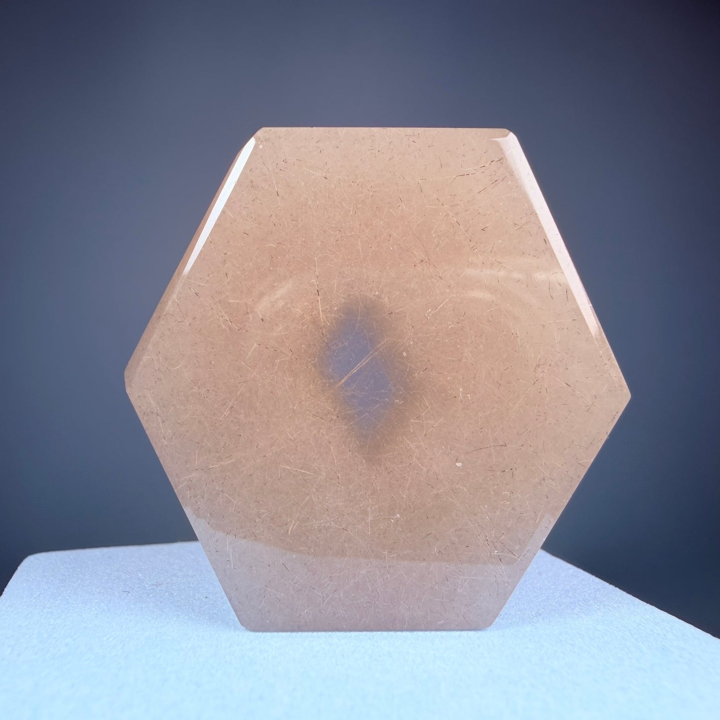 Grey Amphibole Window Quartz Small Hexagon Slice