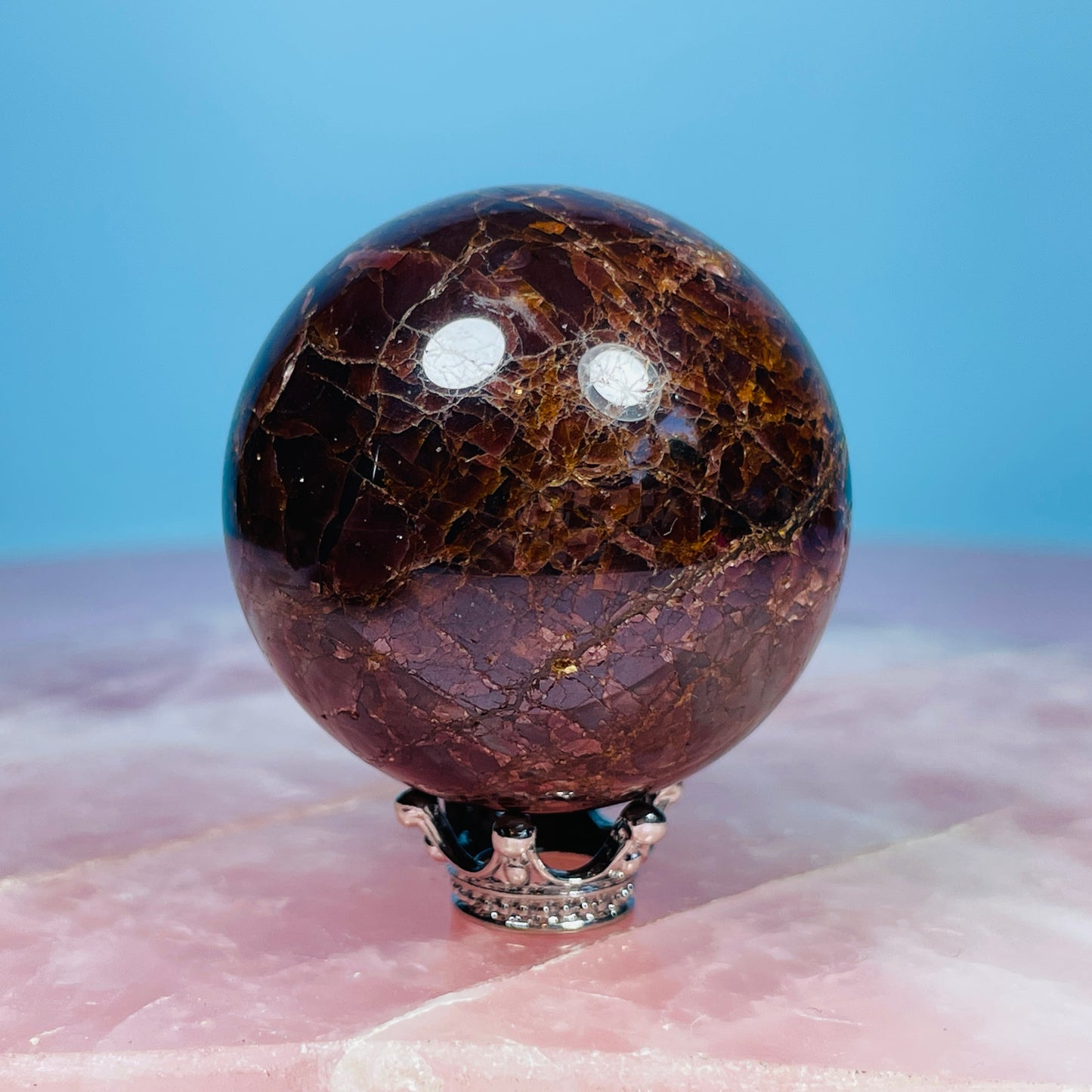 Asteriated Almandine 'Star Flash' Garnet Medium Sphere (Video)