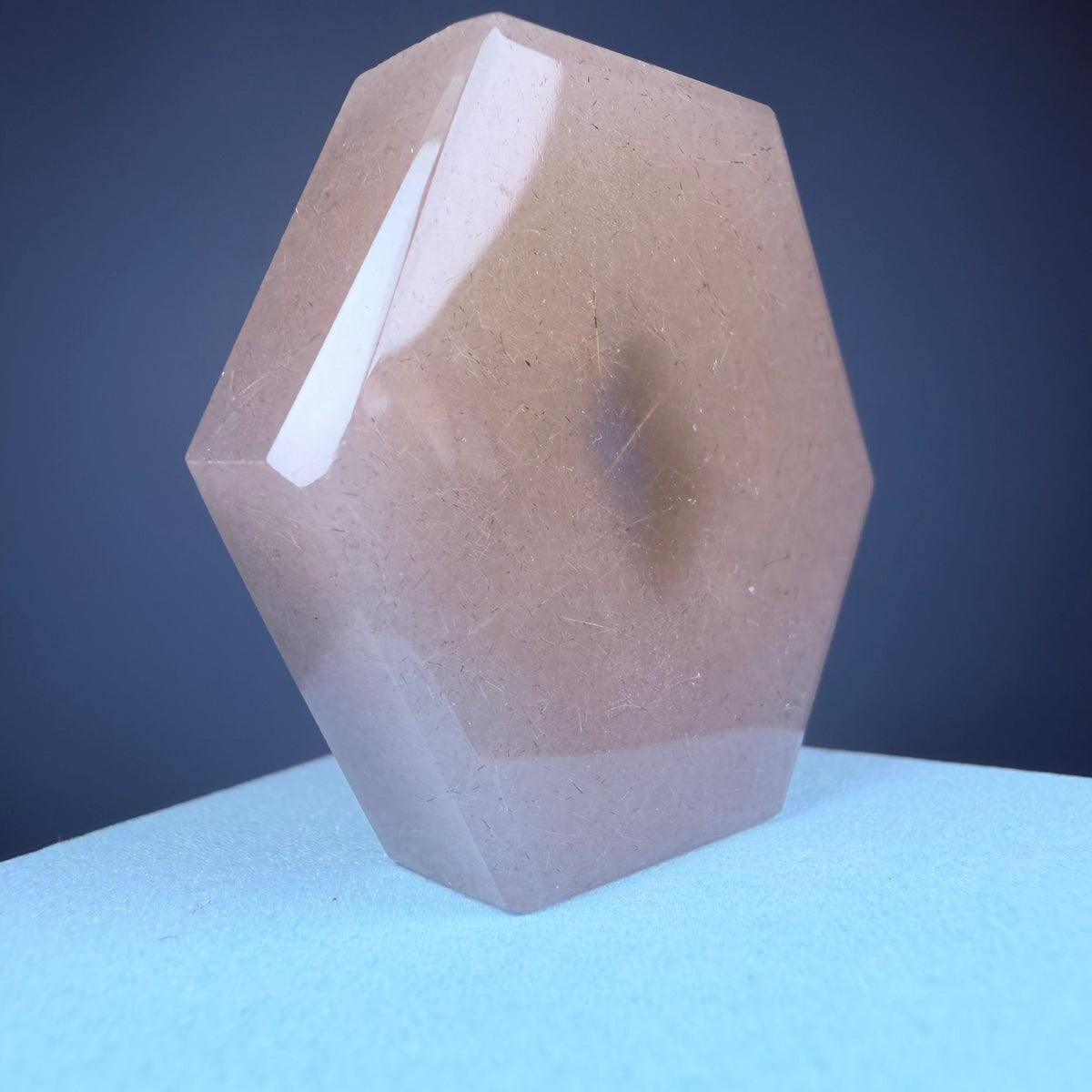 Grey Amphibole Window Quartz Small Hexagon Slice