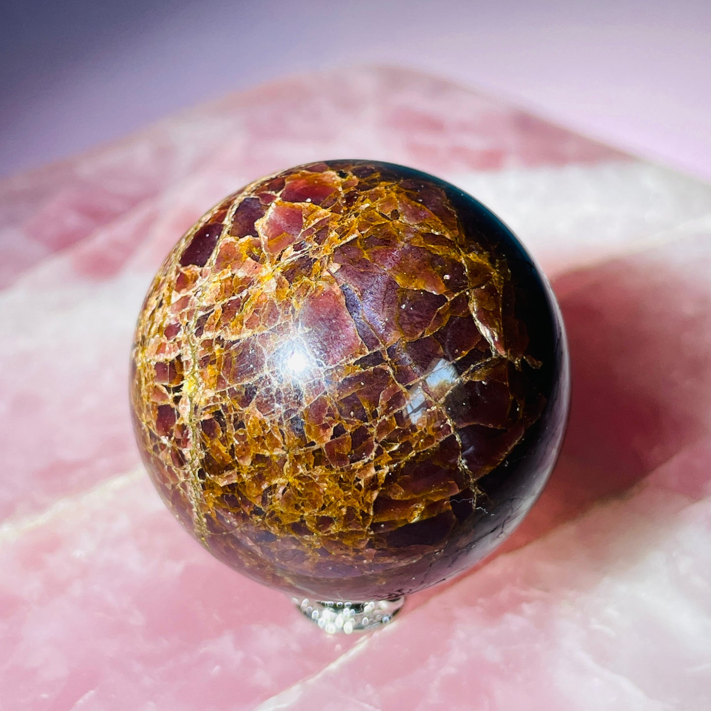 Asteriated Almandine 'Star Flash' Garnet Medium Sphere (Video)