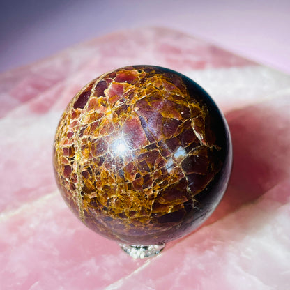 Asteriated Almandine 'Star Flash' Garnet Medium Sphere (Video)
