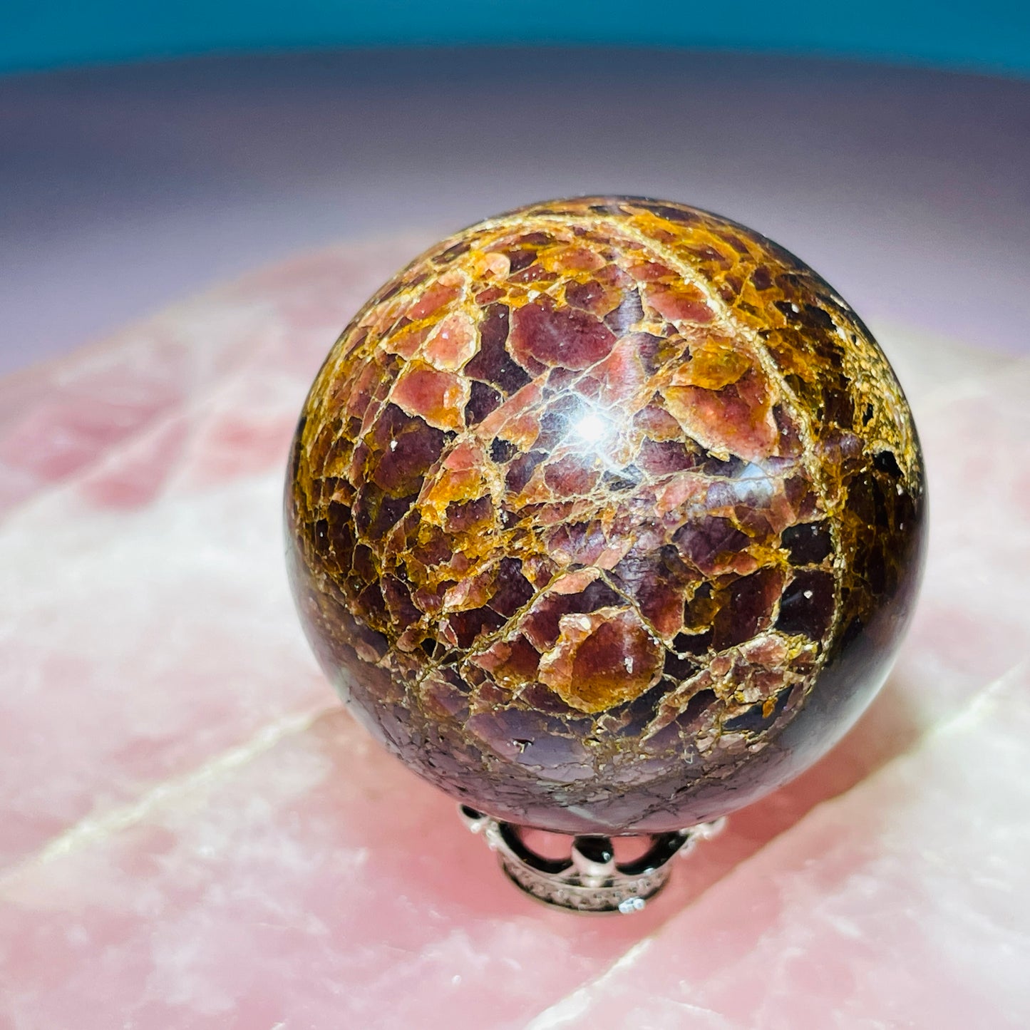 Asteriated Almandine 'Star Flash' Garnet Medium Sphere (Video)