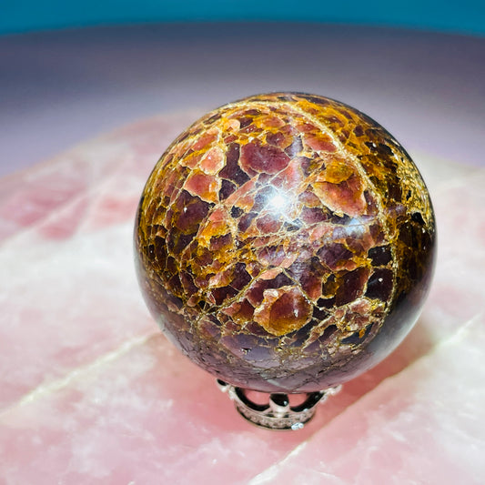Asteriated Almandine 'Star Flash' Garnet Medium Sphere (Video)