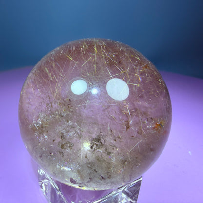 Gold Rutile Smoky Quartz Medium Sphere