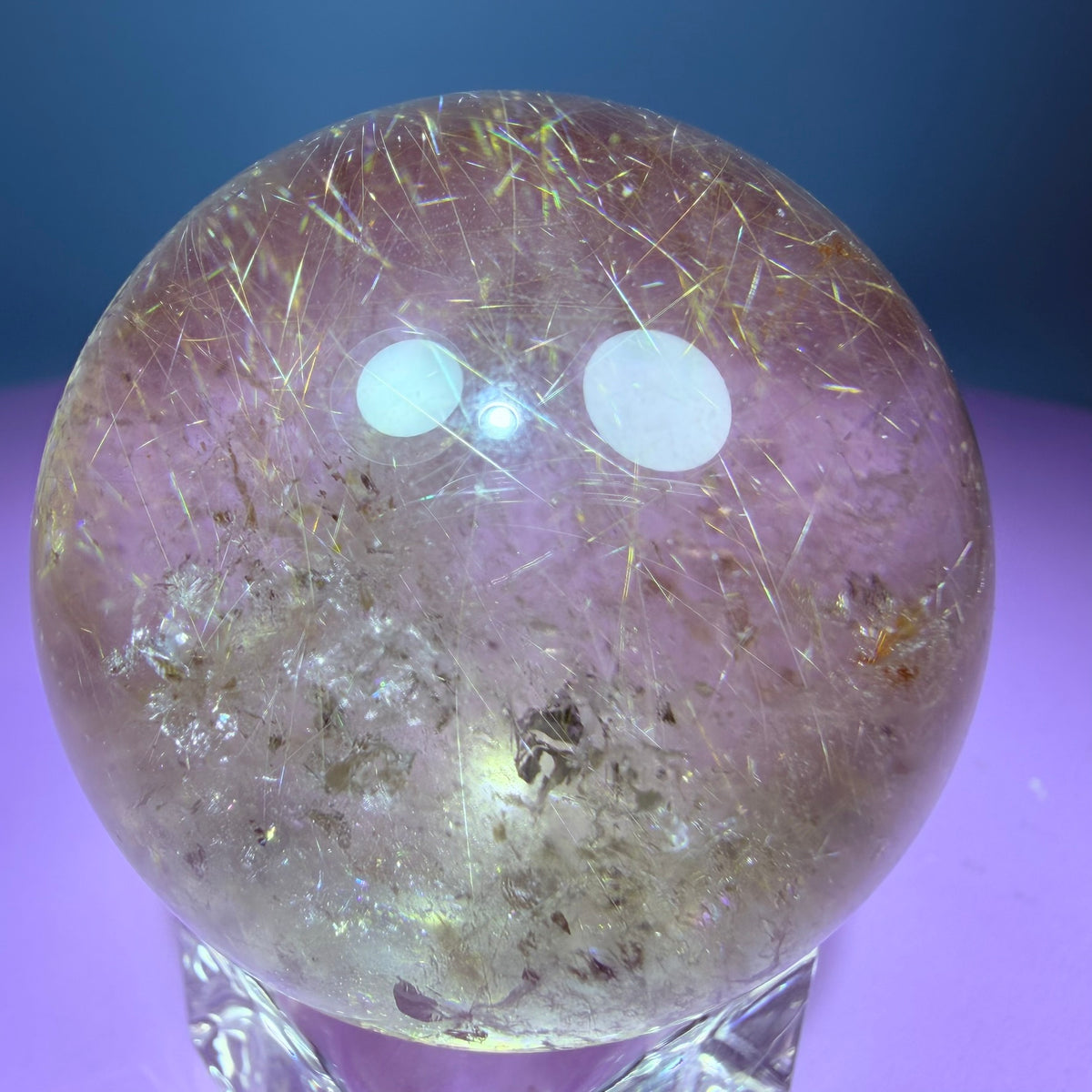 Gold Rutile Smoky Quartz Medium Sphere