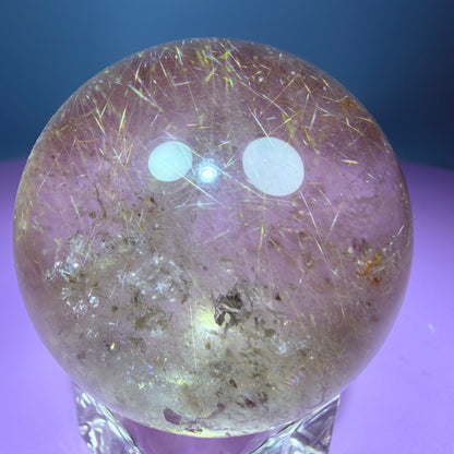 Gold Rutile Smoky Quartz Medium Sphere
