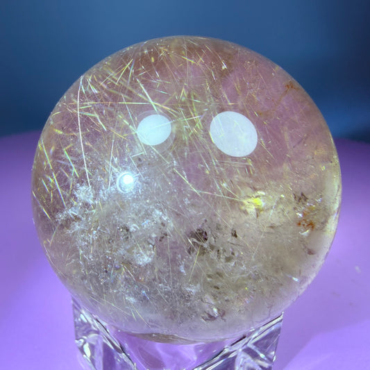 Gold Rutile Smoky Quartz Medium Sphere