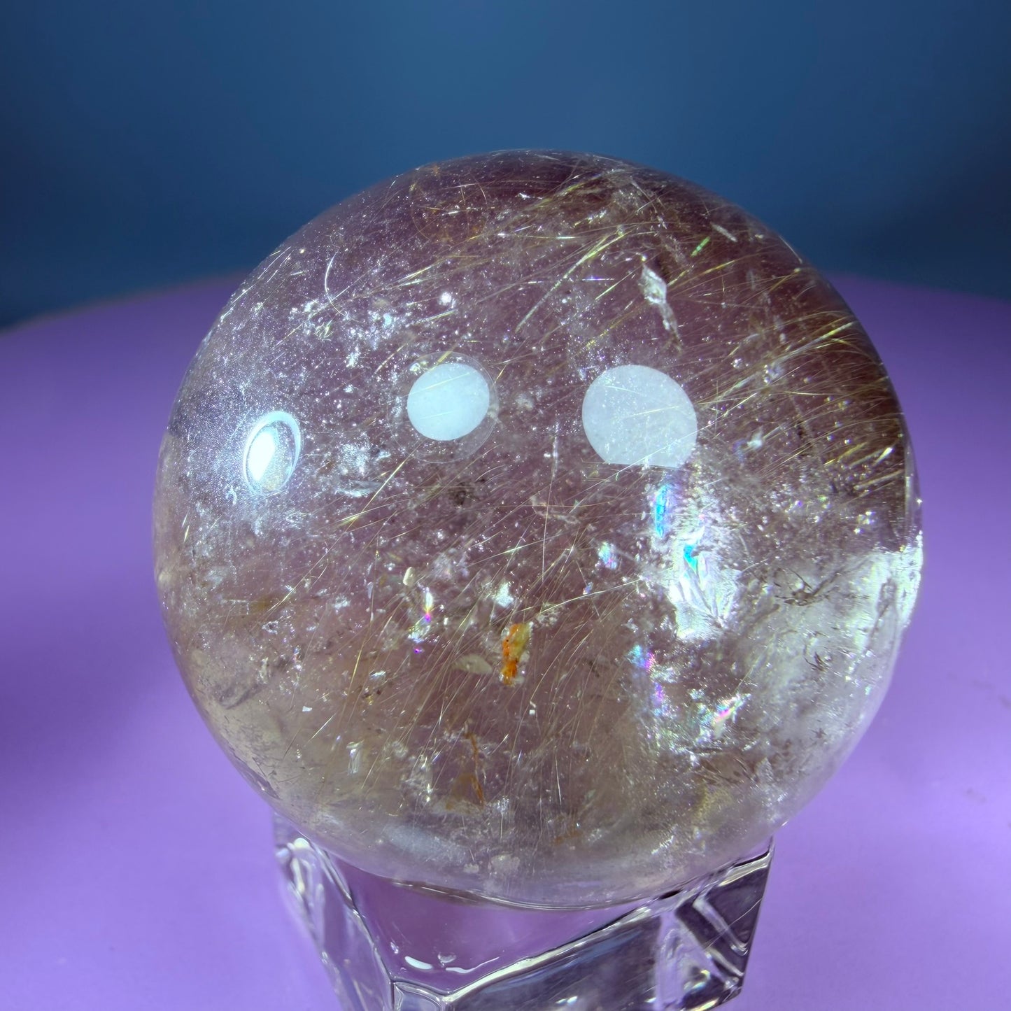 Gold Rutile Smoky Quartz Medium Sphere