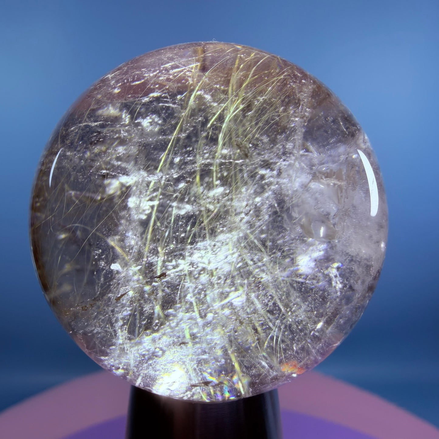 Gold Rutile Smoky Quartz Medium Sphere