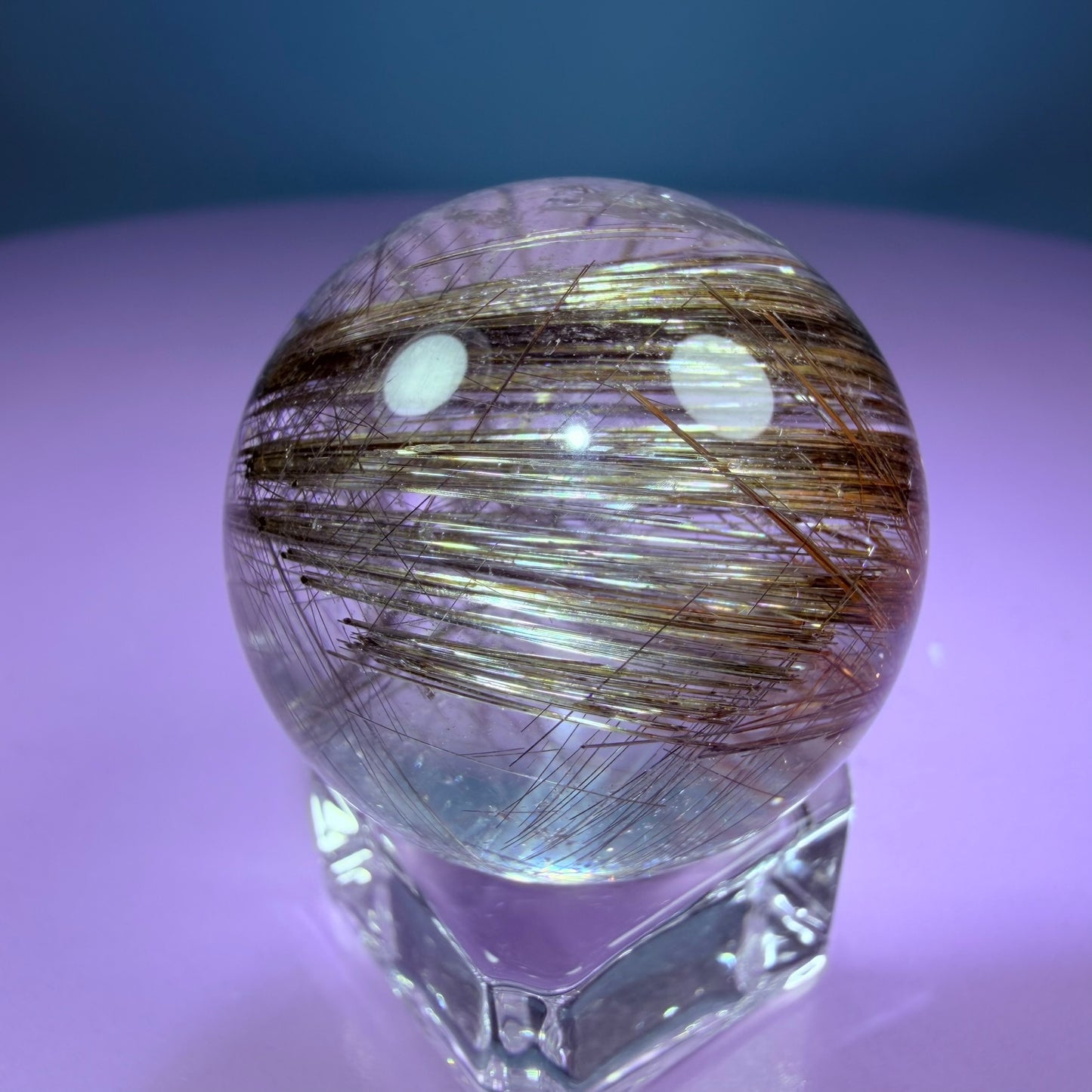 High Grade Copper Rutile Quartz Small Sphere