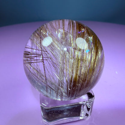 High Grade Copper Rutile Quartz Small Sphere