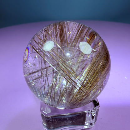 High Grade Copper Rutile Quartz Small Sphere