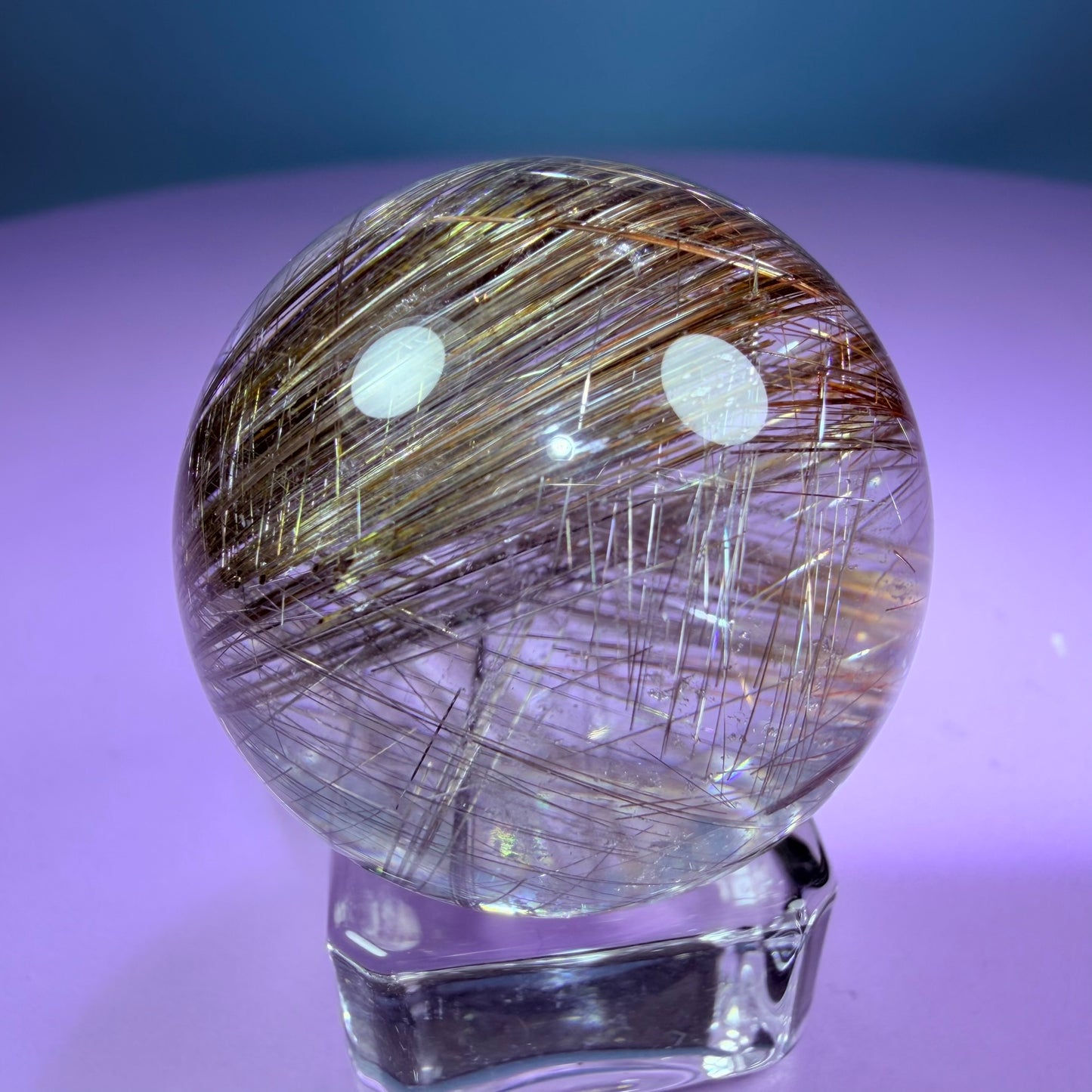 High Grade Copper Rutile Quartz Small Sphere