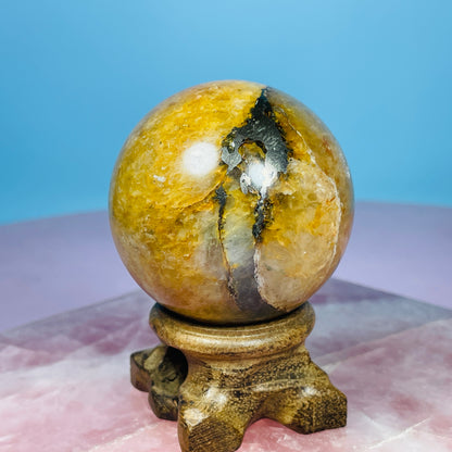 Pyrite in Golden Healer Quartz Medium Sphere