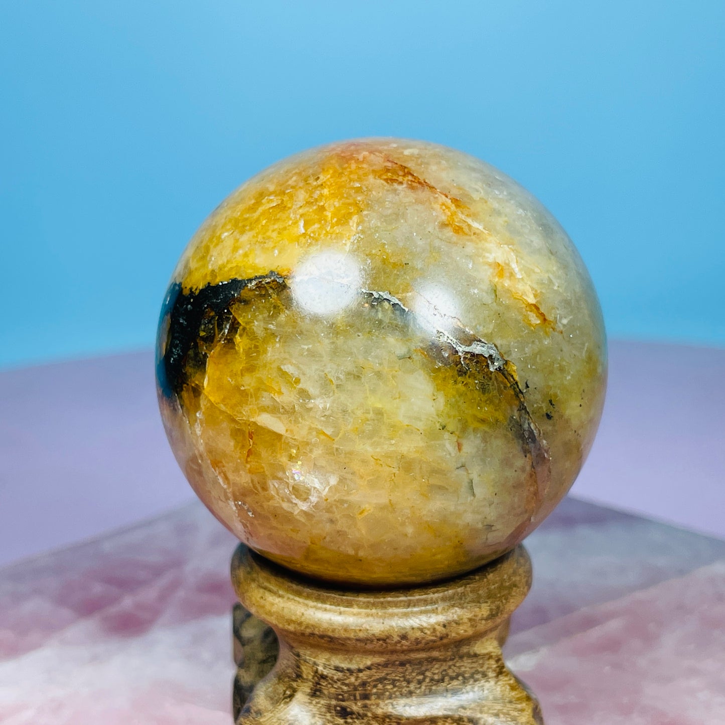 Pyrite in Golden Healer Quartz Medium Sphere